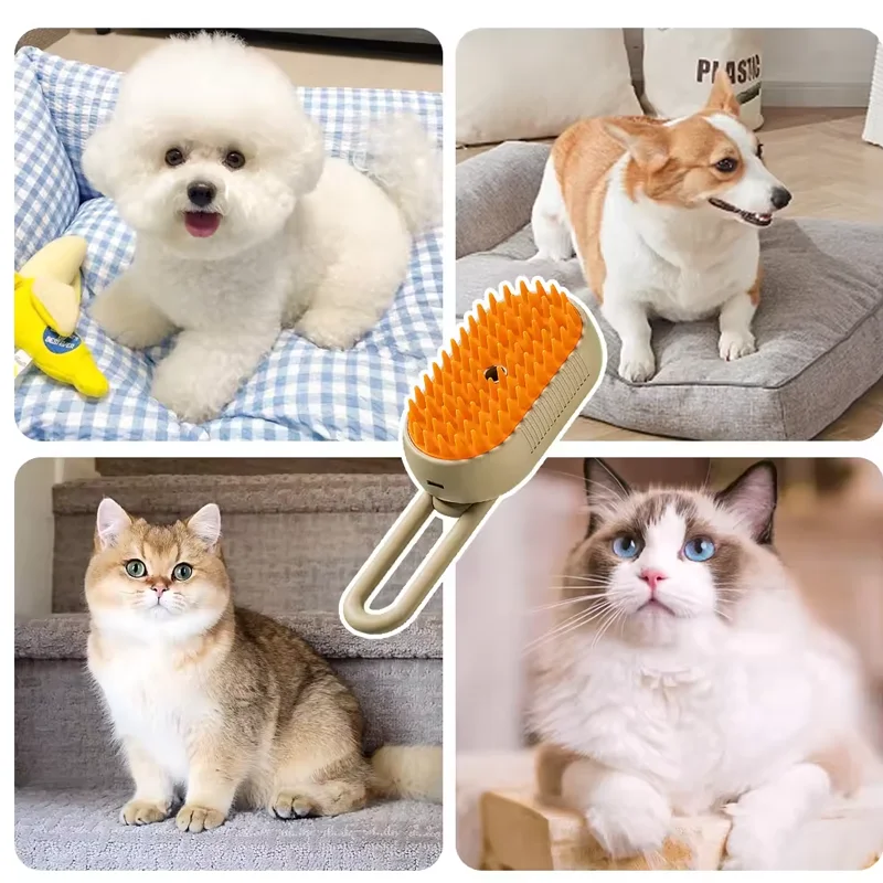 3-en-1 Brosse Électrique pour Chiens et Chats 🐶🐱 – Toilettage Confort, Massage Apaisant & Élimination des Poils