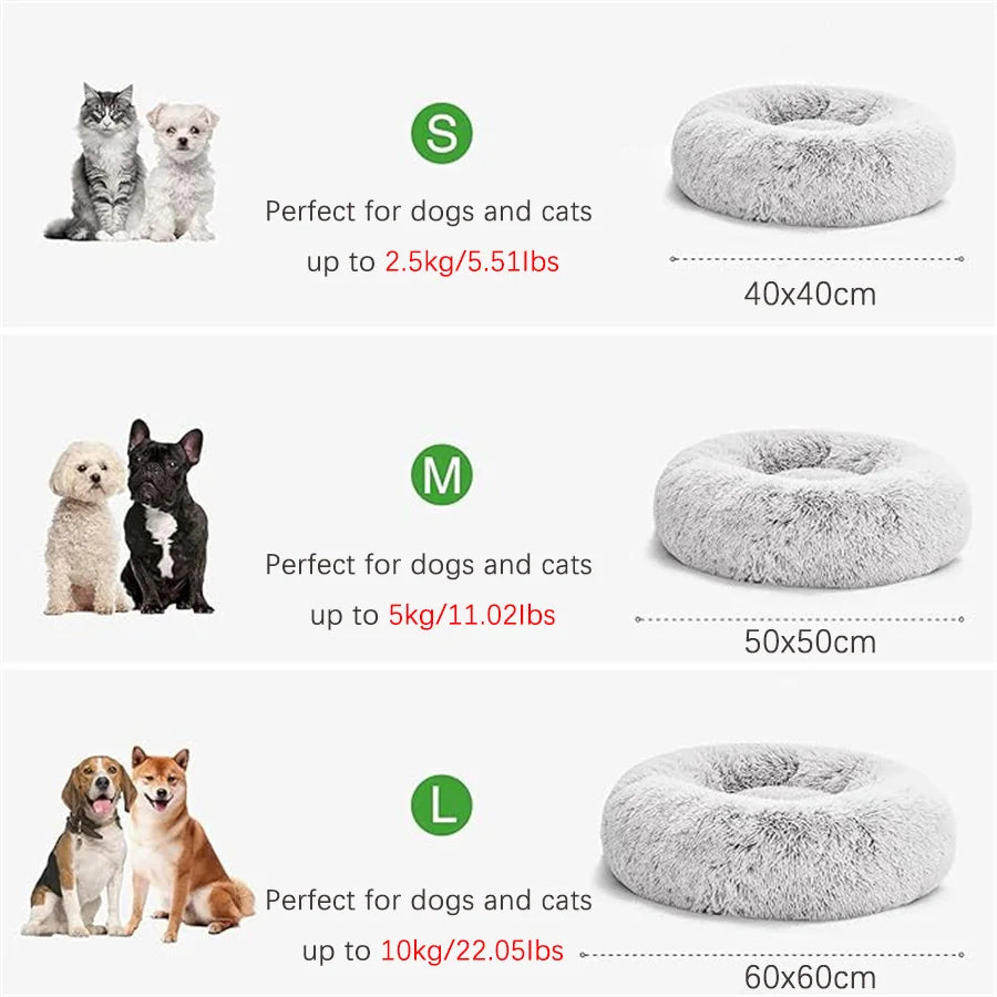 Coussin Douillet Rond en Fausse Fourrure pour Chat et Chien – Lit Apaisant, Chaud et Lavable pour Petits et Moyens Animaux