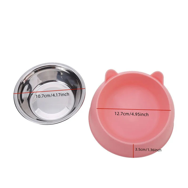 1 bol pour chat au design mignon et créatif, incliné pour chatons et chiots, en acier inoxydable, idéal pour la nourriture et l’eau, convient aux chiens et chats.
