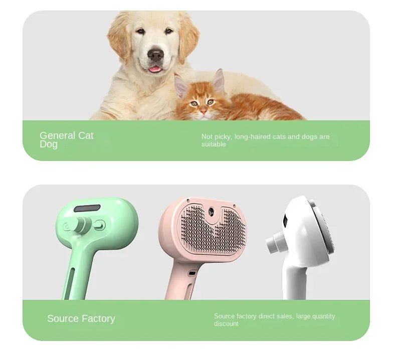 3-en-1 Brosse Électrique pour Chiens et Chats 🐶🐱 – Toilettage Confort, Massage Apaisant & Élimination des Poils