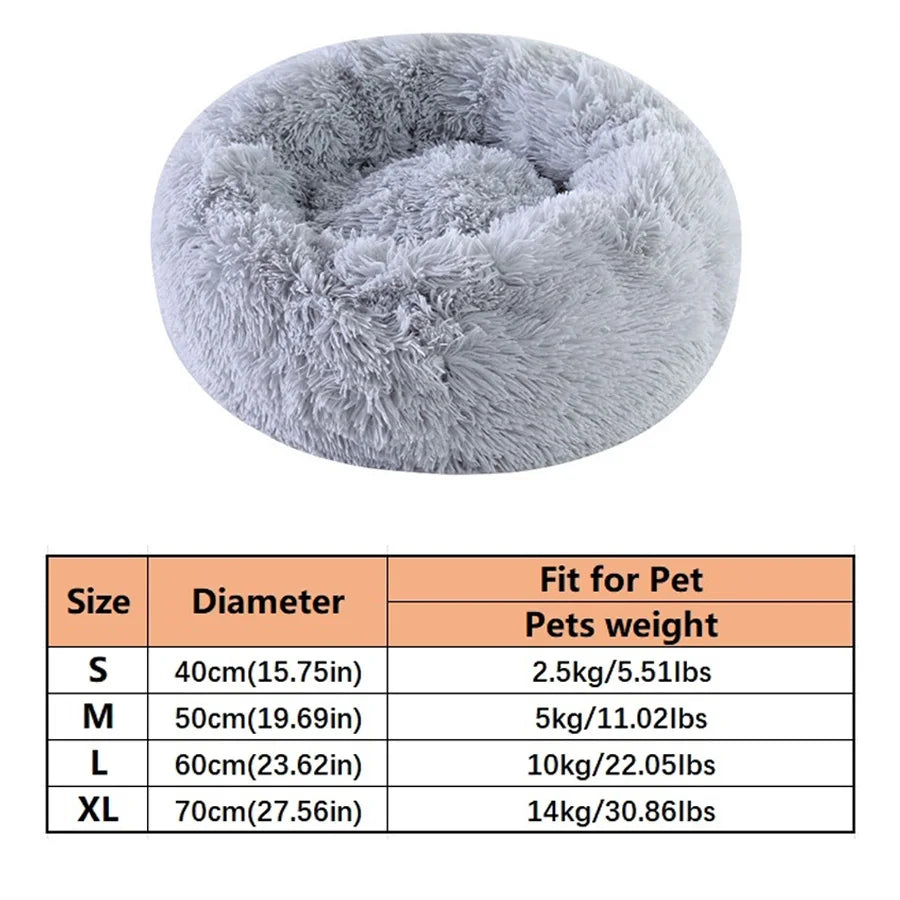 Coussin Douillet Rond en Fausse Fourrure pour Chat et Chien – Lit Apaisant, Chaud et Lavable pour Petits et Moyens Animaux