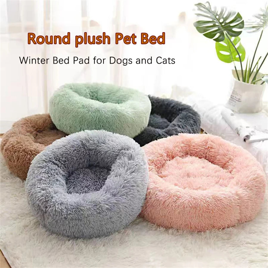 Coussin Douillet Rond en Fausse Fourrure pour Chat et Chien – Lit Apaisant, Chaud et Lavable pour Petits et Moyens Animaux