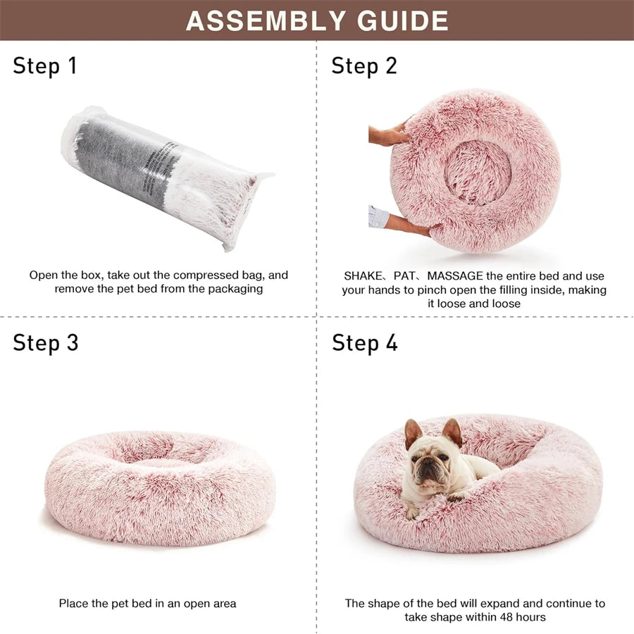 Coussin Douillet Rond en Fausse Fourrure pour Chat et Chien – Lit Apaisant, Chaud et Lavable pour Petits et Moyens Animaux