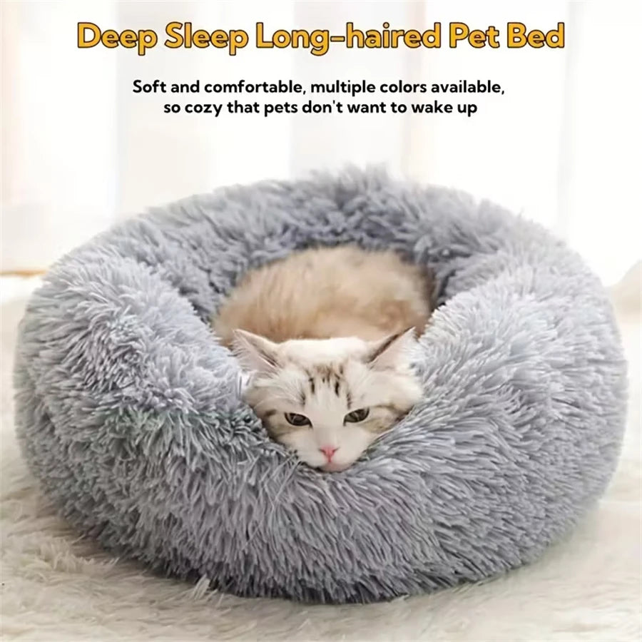Coussin Douillet Rond en Fausse Fourrure pour Chat et Chien – Lit Apaisant, Chaud et Lavable pour Petits et Moyens Animaux