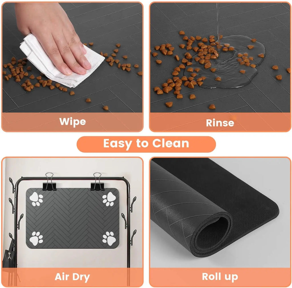 Tapis d’alimentation absorbant pour animaux, idéal pour les gamelles d’eau et de nourriture, avec dessous en caoutchouc imperméable, séchage rapide, pour chiens et chats.