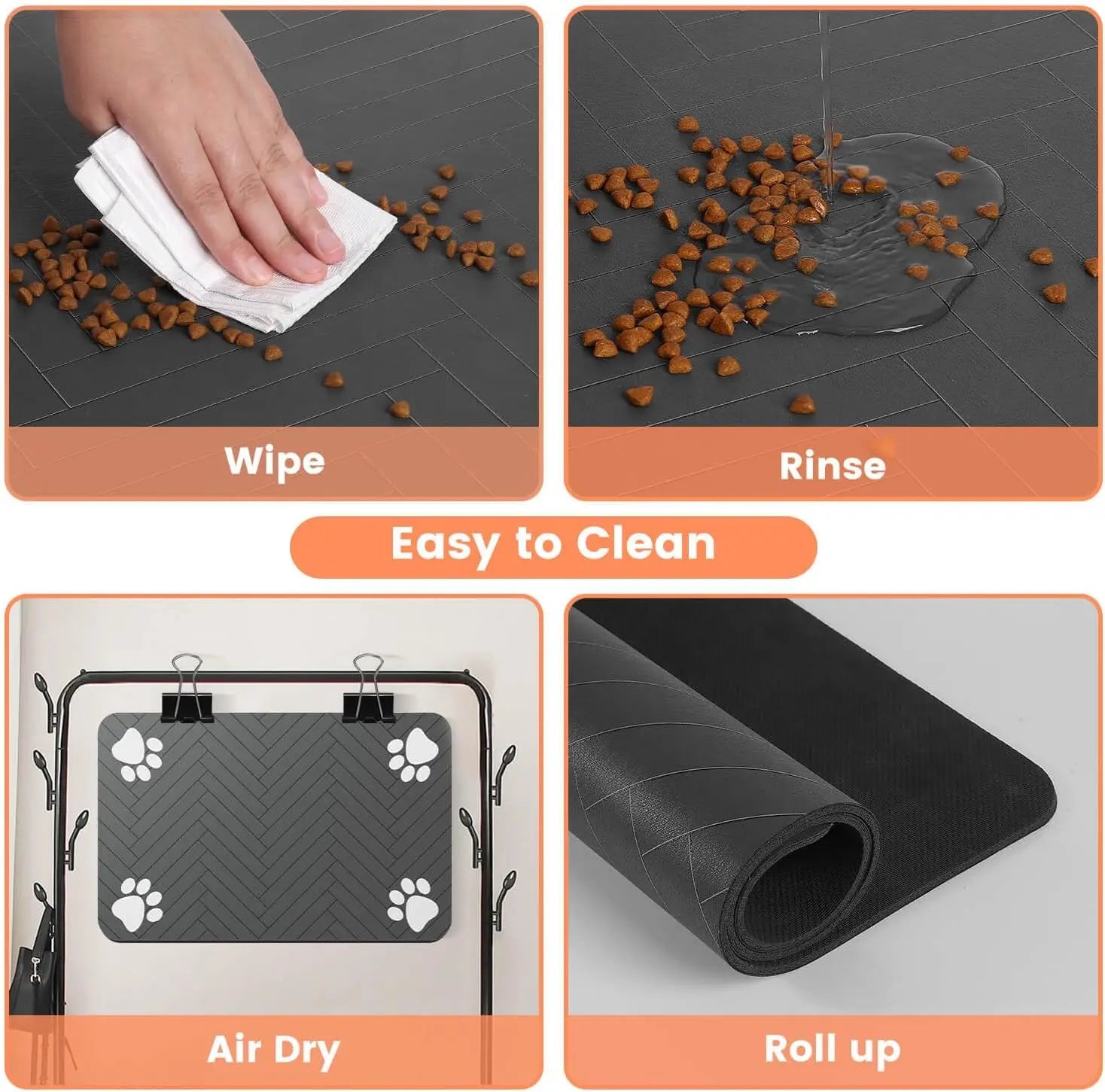 Tapis d’alimentation absorbant pour animaux, idéal pour les gamelles d’eau et de nourriture, avec dessous en caoutchouc imperméable, séchage rapide, pour chiens et chats.
