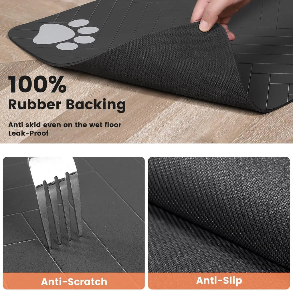 Tapis d’alimentation absorbant pour animaux, idéal pour les gamelles d’eau et de nourriture, avec dessous en caoutchouc imperméable, séchage rapide, pour chiens et chats.