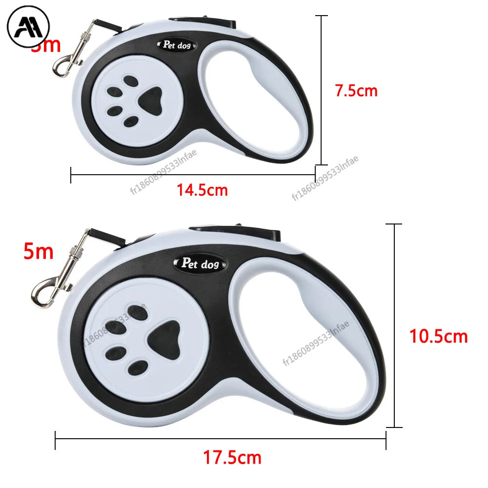 Laisse Rétractable pour Chien – Ergonomique, Solide & Contrôle Facile.                                                 3-5m de laisse.                                       Adaptée pour petit et grands chien et chats