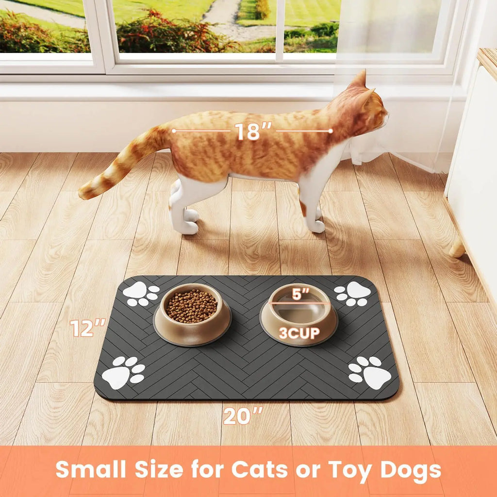 Tapis d’alimentation absorbant pour animaux, idéal pour les gamelles d’eau et de nourriture, avec dessous en caoutchouc imperméable, séchage rapide, pour chiens et chats.