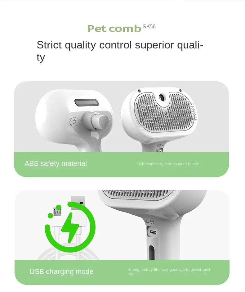 3-en-1 Brosse Électrique pour Chiens et Chats 🐶🐱 – Toilettage Confort, Massage Apaisant & Élimination des Poils