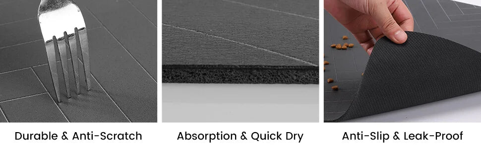 Tapis d’alimentation absorbant pour animaux, idéal pour les gamelles d’eau et de nourriture, avec dessous en caoutchouc imperméable, séchage rapide, pour chiens et chats.