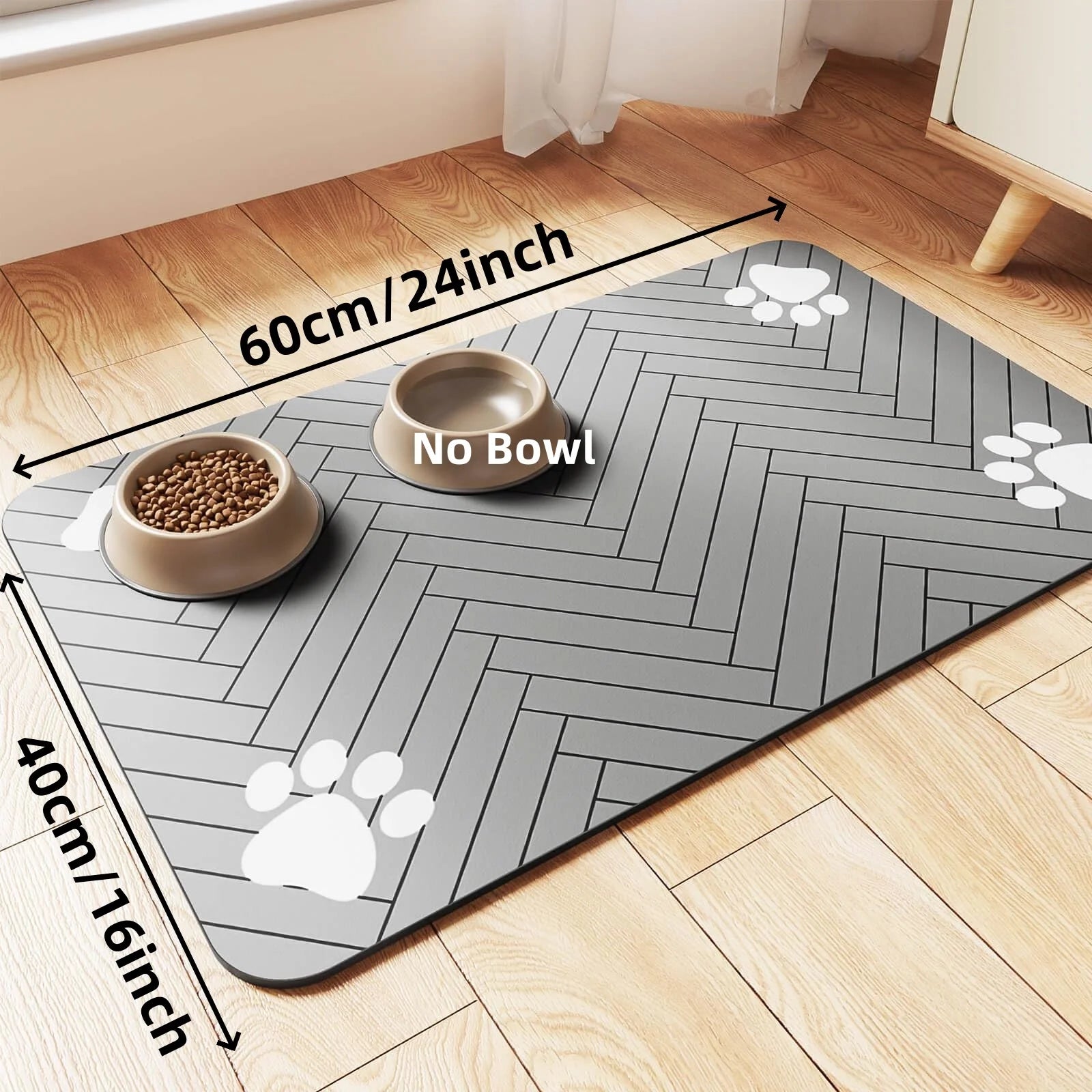 Tapis d’alimentation absorbant pour animaux, idéal pour les gamelles d’eau et de nourriture, avec dessous en caoutchouc imperméable, séchage rapide, pour chiens et chats.