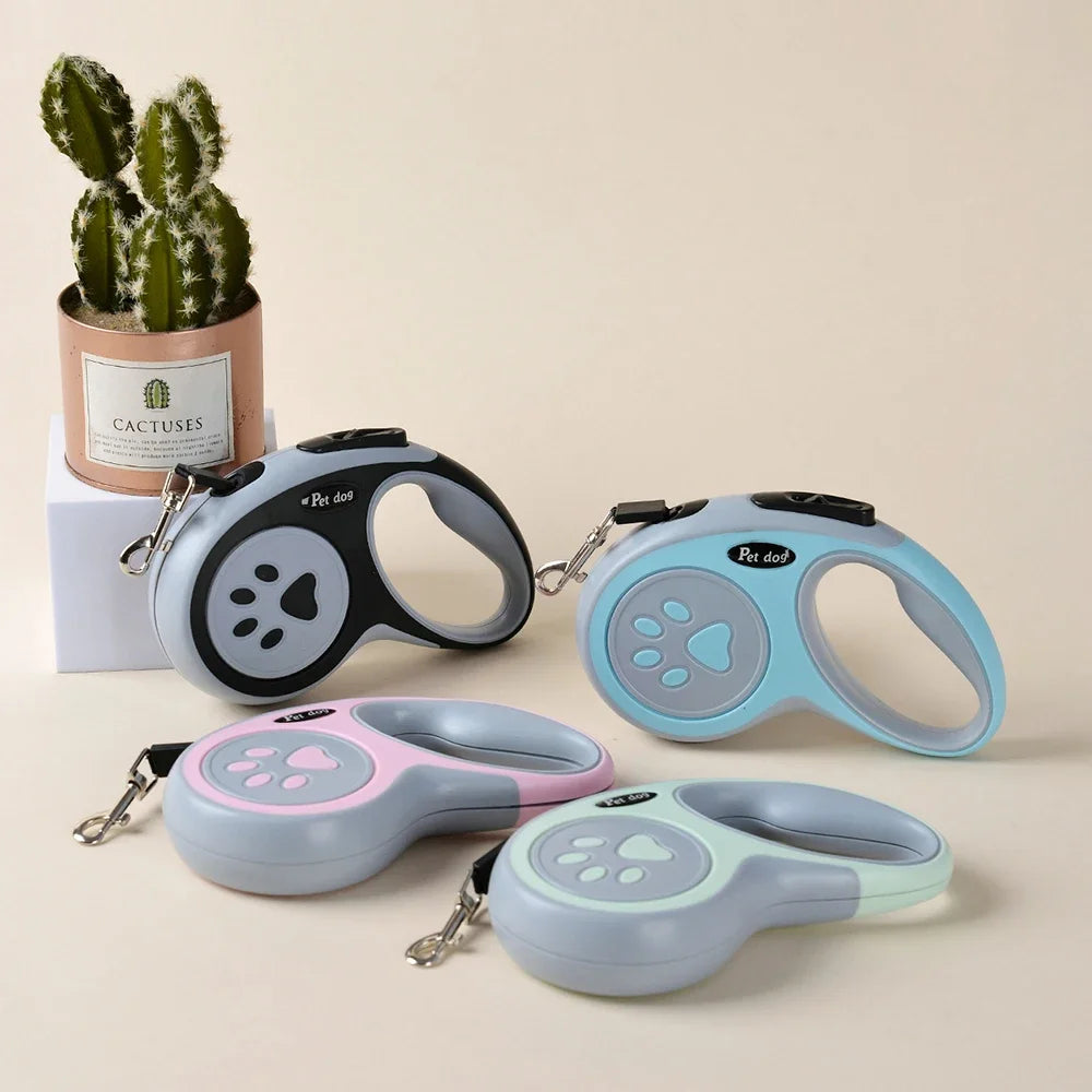 Laisse Rétractable pour Chien – Ergonomique, Solide & Contrôle Facile.                                                 3-5m de laisse.                                       Adaptée pour petit et grands chien et chats