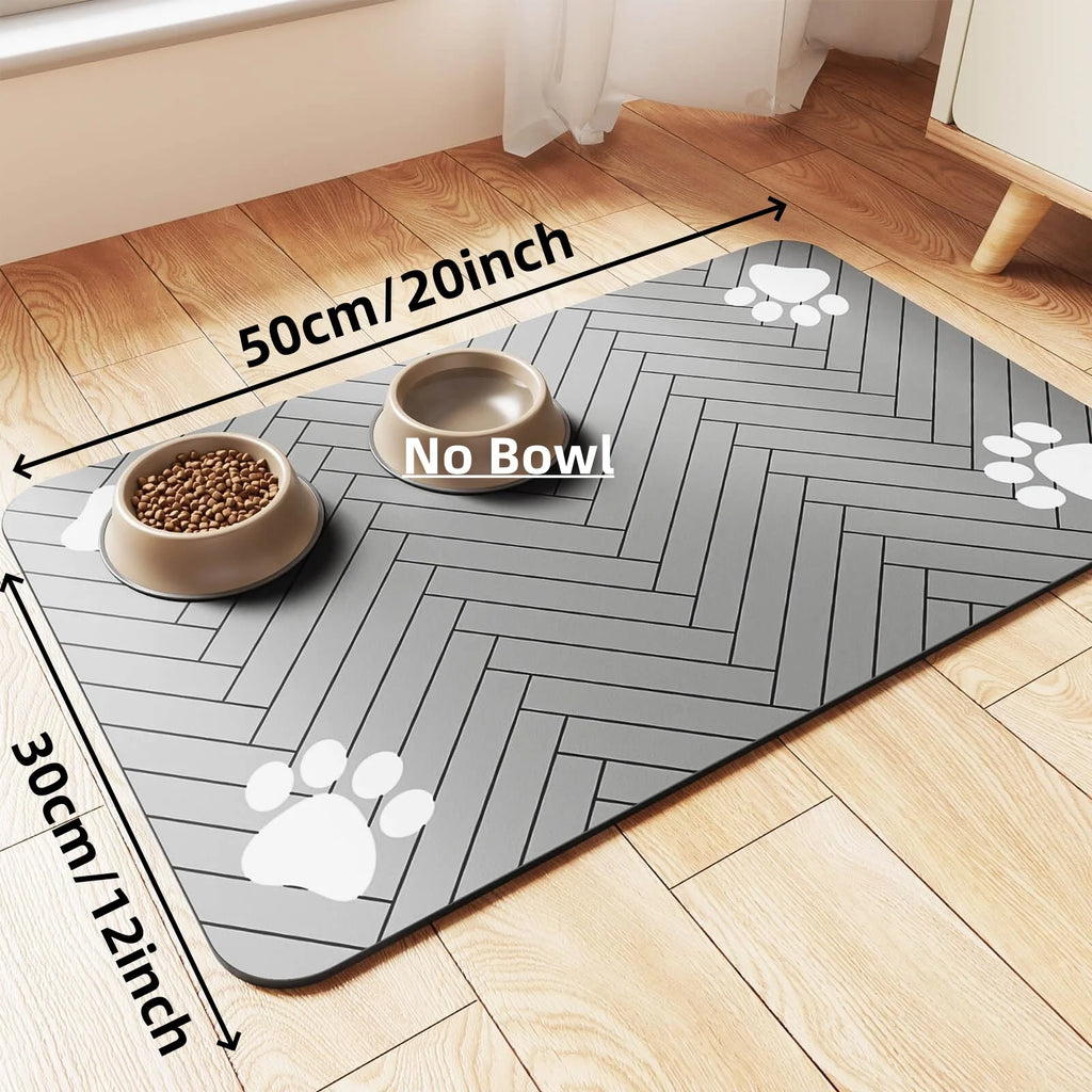 Tapis d’alimentation absorbant pour animaux, idéal pour les gamelles d’eau et de nourriture, avec dessous en caoutchouc imperméable, séchage rapide, pour chiens et chats.