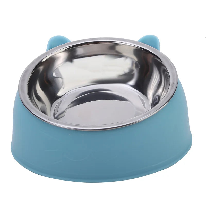 1 bol pour chat au design mignon et créatif, incliné pour chatons et chiots, en acier inoxydable, idéal pour la nourriture et l’eau, convient aux chiens et chats.