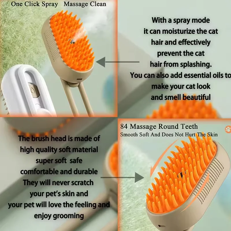 3-en-1 Brosse Électrique pour Chiens et Chats 🐶🐱 – Toilettage Confort, Massage Apaisant & Élimination des Poils