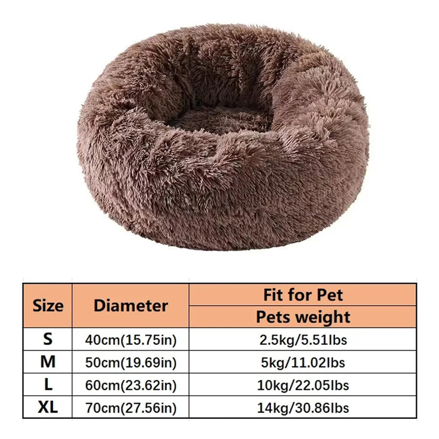 Coussin Douillet Rond en Fausse Fourrure pour Chat et Chien – Lit Apaisant, Chaud et Lavable pour Petits et Moyens Animaux