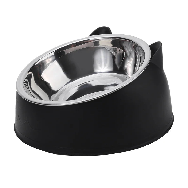 1 bol pour chat au design mignon et créatif, incliné pour chatons et chiots, en acier inoxydable, idéal pour la nourriture et l’eau, convient aux chiens et chats.