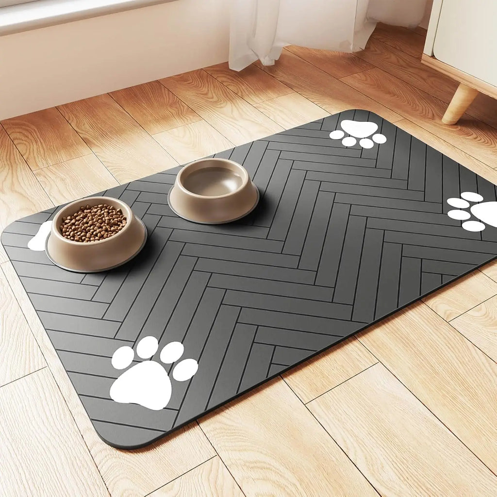 Tapis d’alimentation absorbant pour animaux, idéal pour les gamelles d’eau et de nourriture, avec dessous en caoutchouc imperméable, séchage rapide, pour chiens et chats.