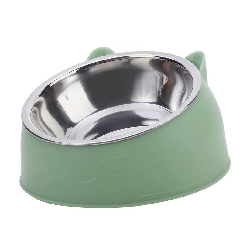 1 bol pour chat au design mignon et créatif, incliné pour chatons et chiots, en acier inoxydable, idéal pour la nourriture et l’eau, convient aux chiens et chats.