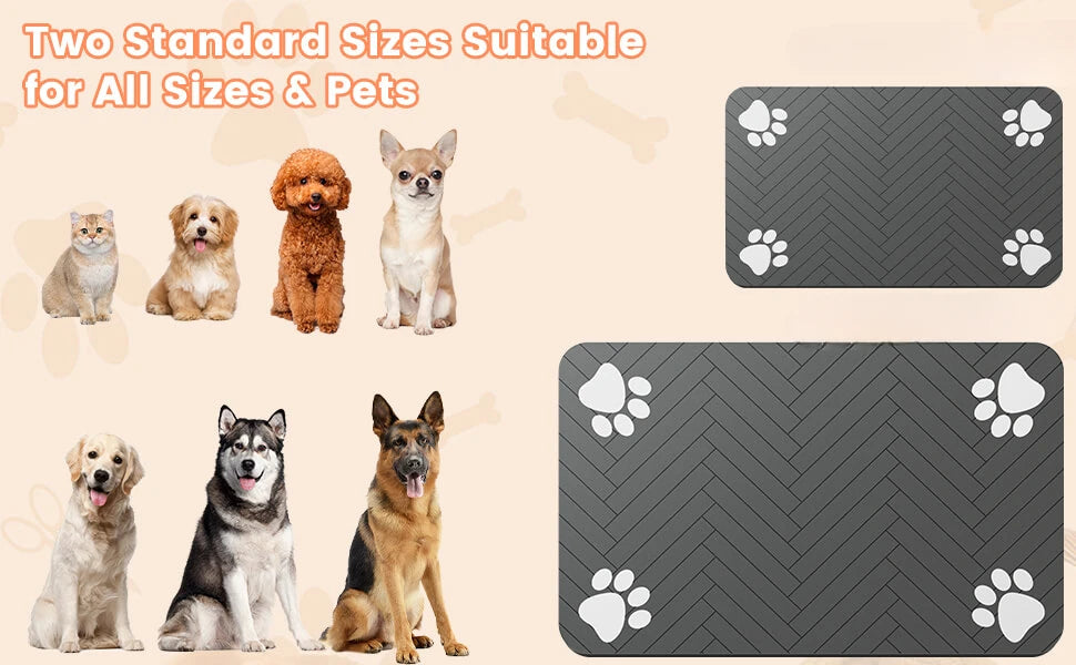 Tapis d’alimentation absorbant pour animaux, idéal pour les gamelles d’eau et de nourriture, avec dessous en caoutchouc imperméable, séchage rapide, pour chiens et chats.