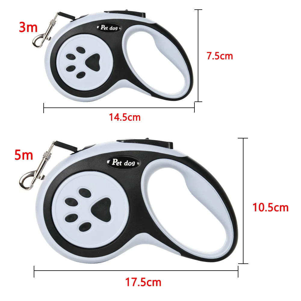 Laisse Rétractable pour Chien – Ergonomique, Solide & Contrôle Facile.                                                 3-5m de laisse.                                       Adaptée pour petit et grands chien et chats
