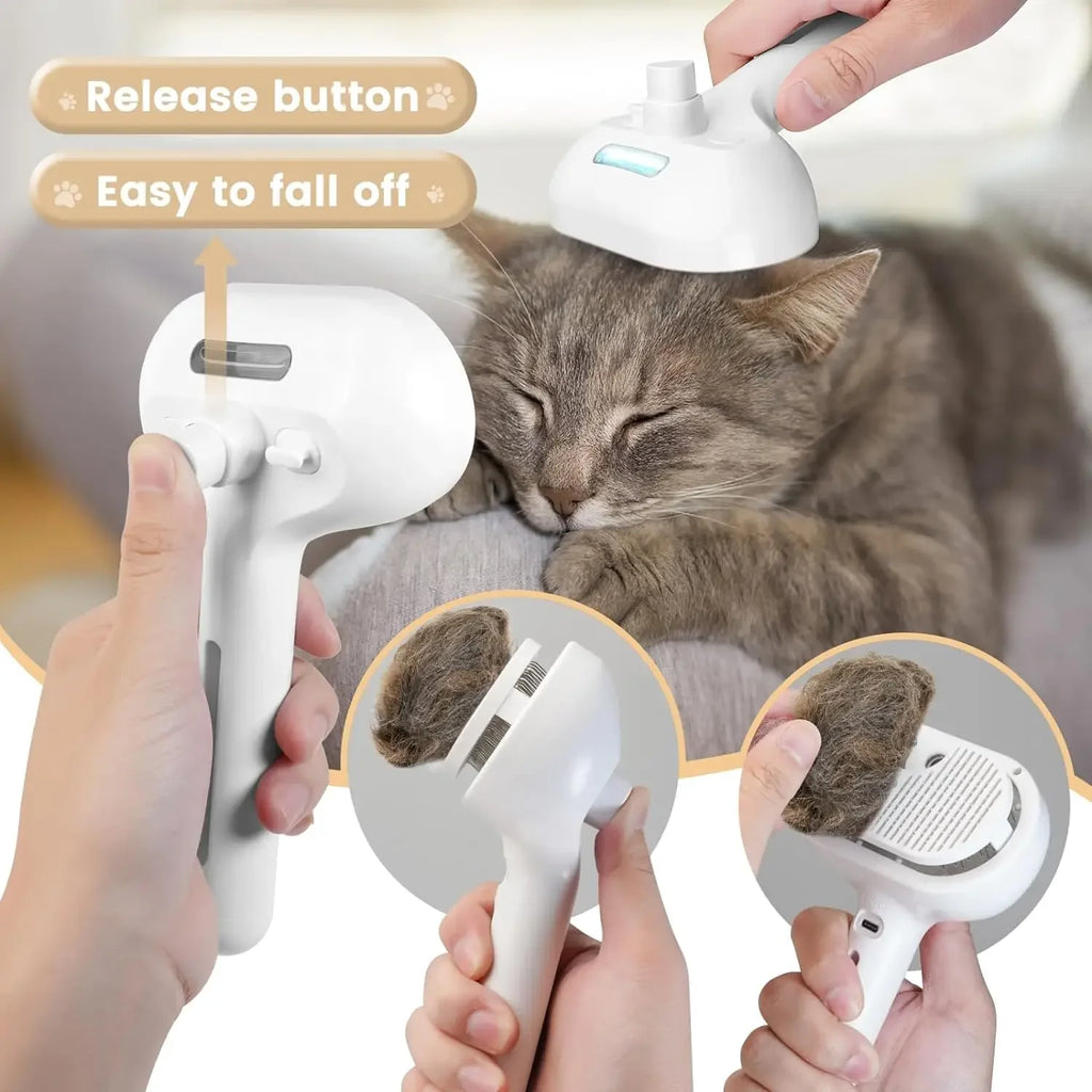 3-en-1 Brosse Électrique pour Chiens et Chats 🐶🐱 – Toilettage Confort, Massage Apaisant & Élimination des Poils
