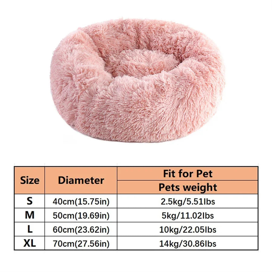 Coussin Douillet Rond en Fausse Fourrure pour Chat et Chien – Lit Apaisant, Chaud et Lavable pour Petits et Moyens Animaux