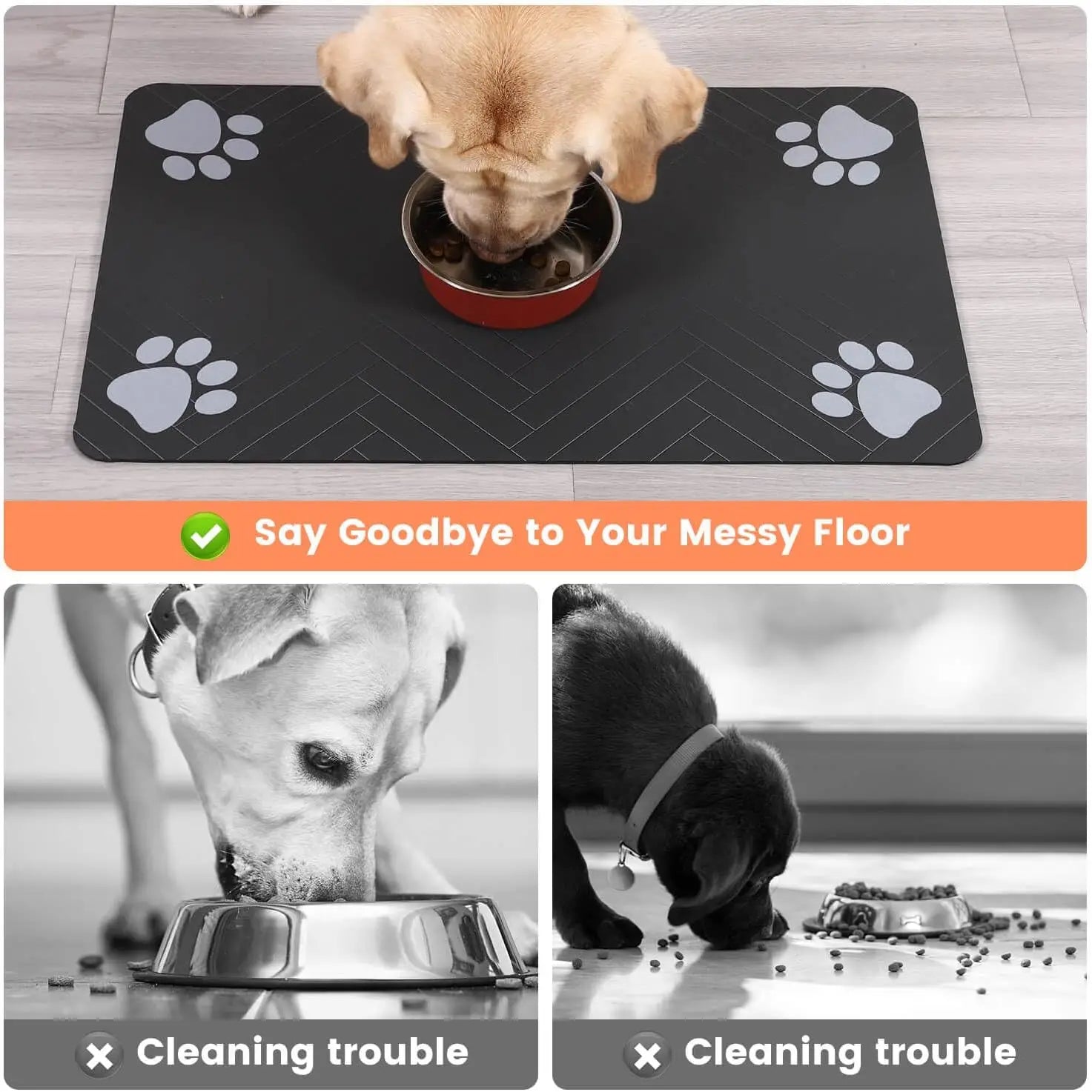 Tapis d’alimentation absorbant pour animaux, idéal pour les gamelles d’eau et de nourriture, avec dessous en caoutchouc imperméable, séchage rapide, pour chiens et chats.