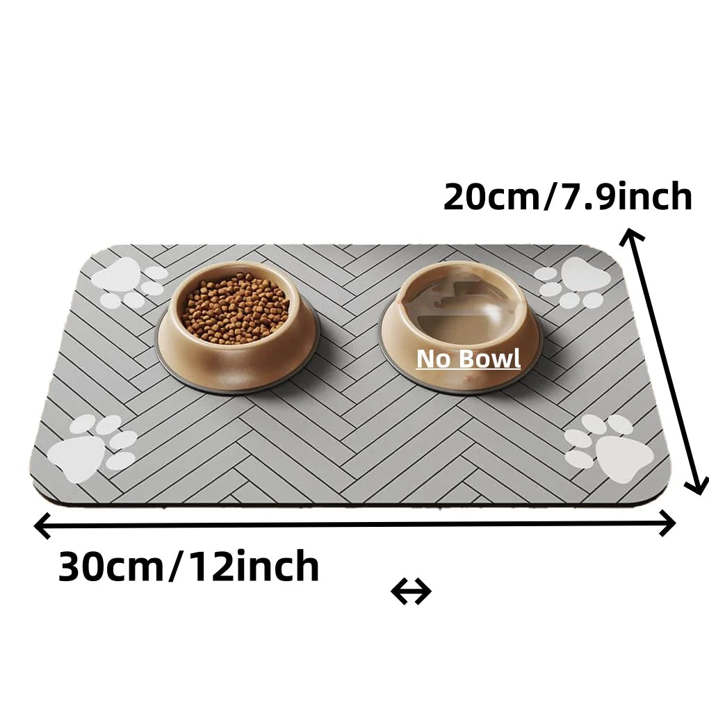 Tapis d’alimentation absorbant pour animaux, idéal pour les gamelles d’eau et de nourriture, avec dessous en caoutchouc imperméable, séchage rapide, pour chiens et chats.