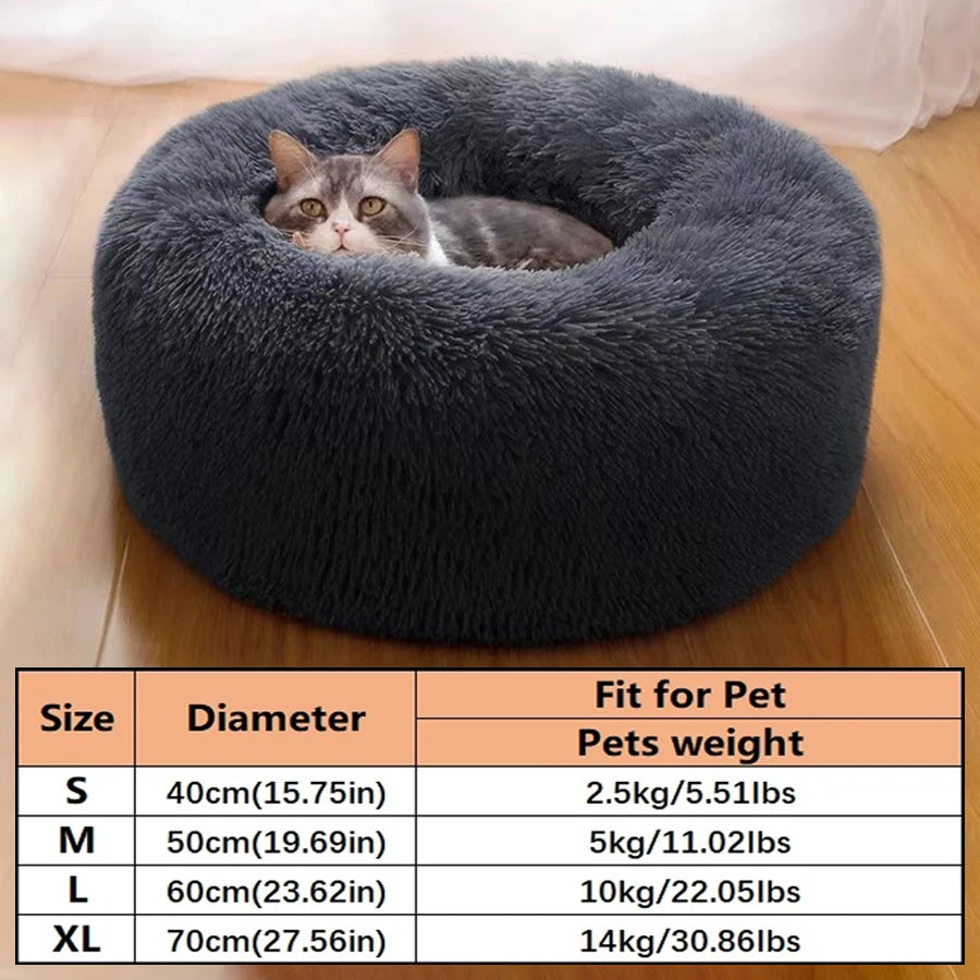 Coussin Douillet Rond en Fausse Fourrure pour Chat et Chien – Lit Apaisant, Chaud et Lavable pour Petits et Moyens Animaux